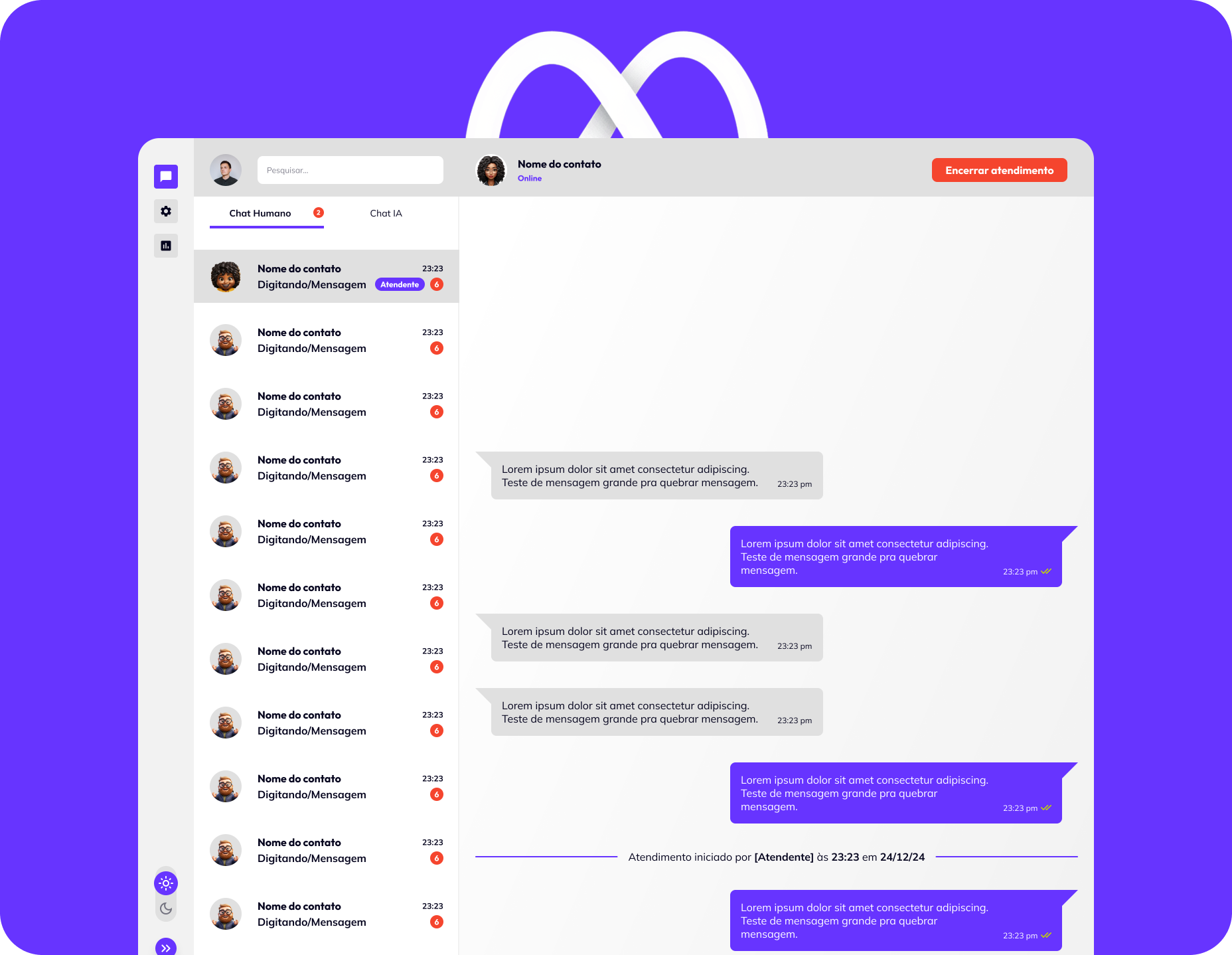 Superagents web interface showing the active human chat queue, messages history, and customer profile details